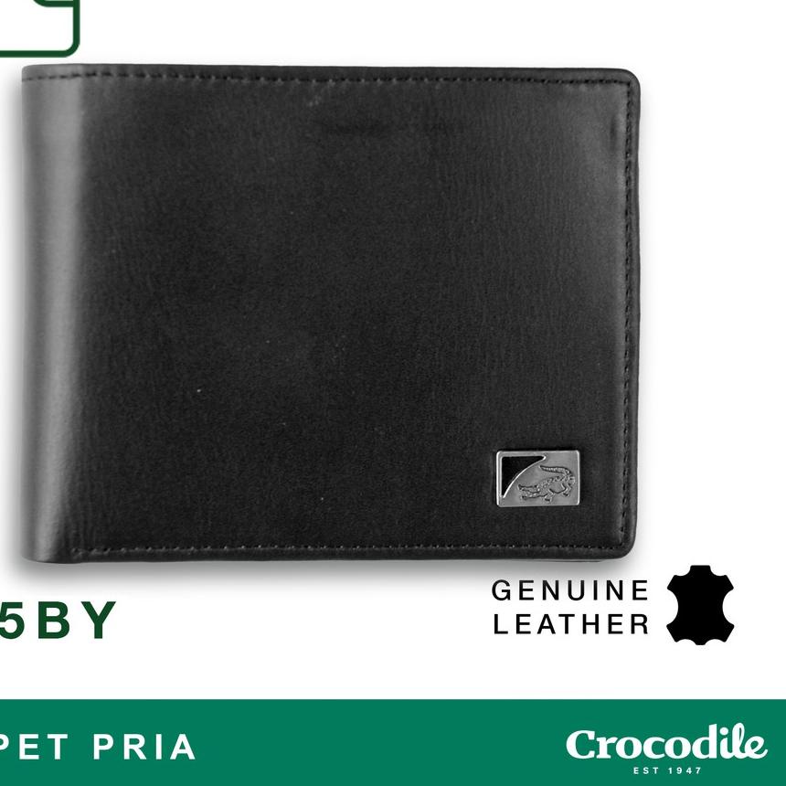 COD⭐-Crocodile 885BY Dompet Pria Men Wallet Leather Kulit Original - Hitam