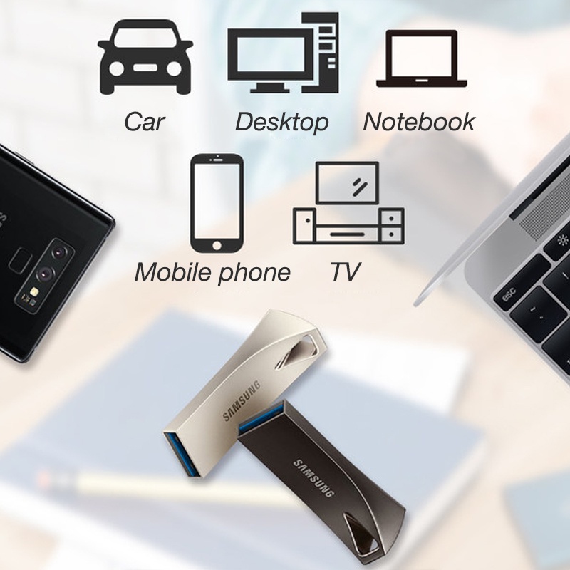 Samsung USB Flash Drive 400MB/s Metal Pen Drive Flashdisk Samsung Flash Drive BAR Plus 16GB/32GB/64GB/128GB Metal Mini Pen Drive Pendrive Memory Stick Storage MINI Samsung Metal U Disk USB 3.1 High Speed Reading Memory Stick