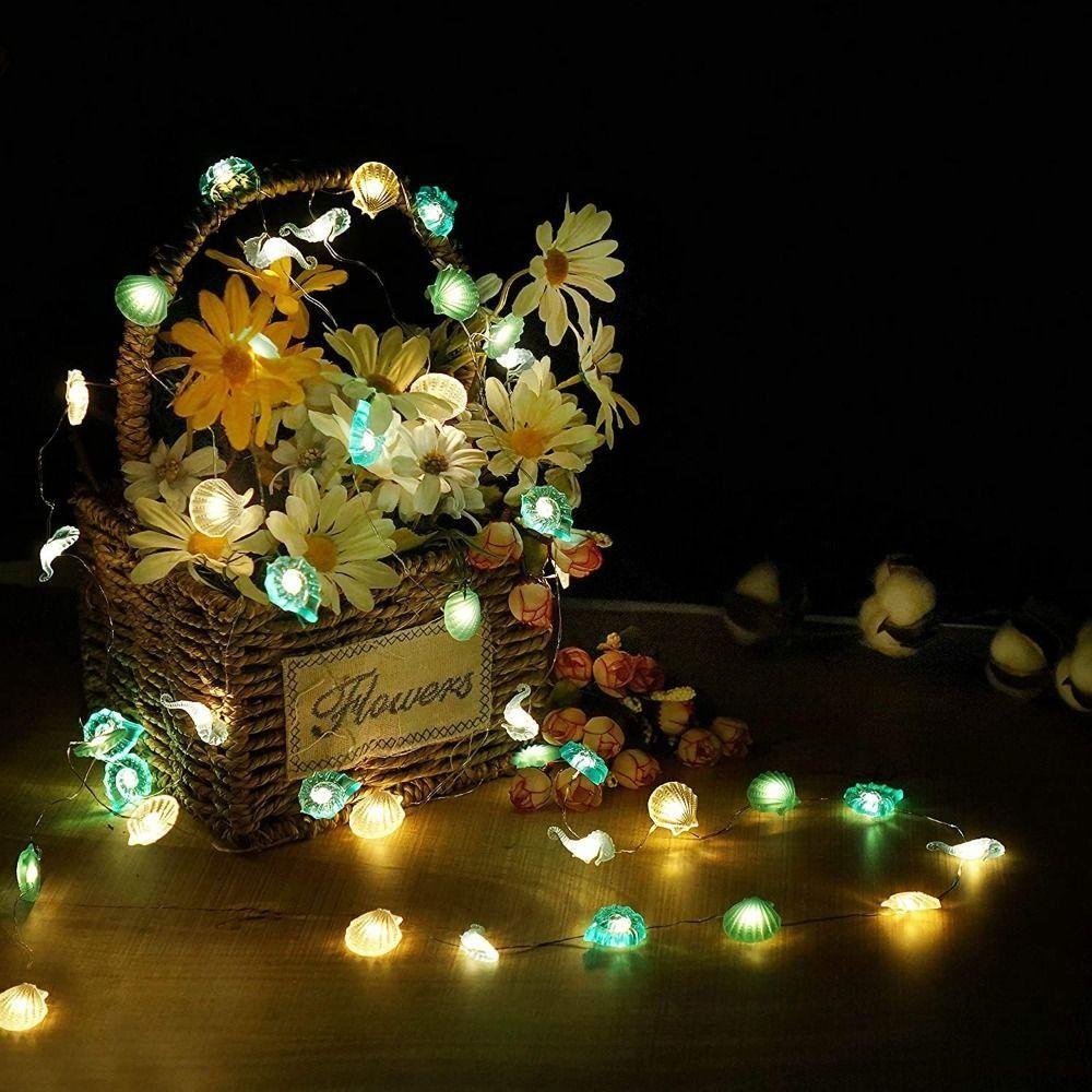 [Elegan] String Lampu Liburan Dekorasi Rumah Ruang Tamu Dekorasi Pesta Tema Laut Kerang Ulang Tahun Untuk Kamar Tidur Mixed Light String Lamp