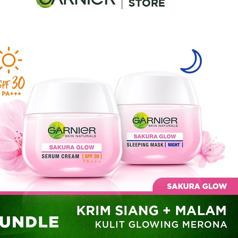 EBR969 Garnier Sakura Glow Kit Day &amp; Night Cream - Moisturizer Skincare Krim Siang Malam (Light complete) |||