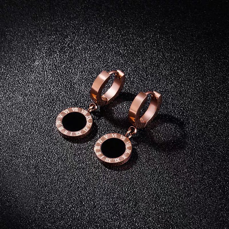 Anting Rumbai Bahan Titanium Steel 18K Warna Rose Gold Gaya Retro