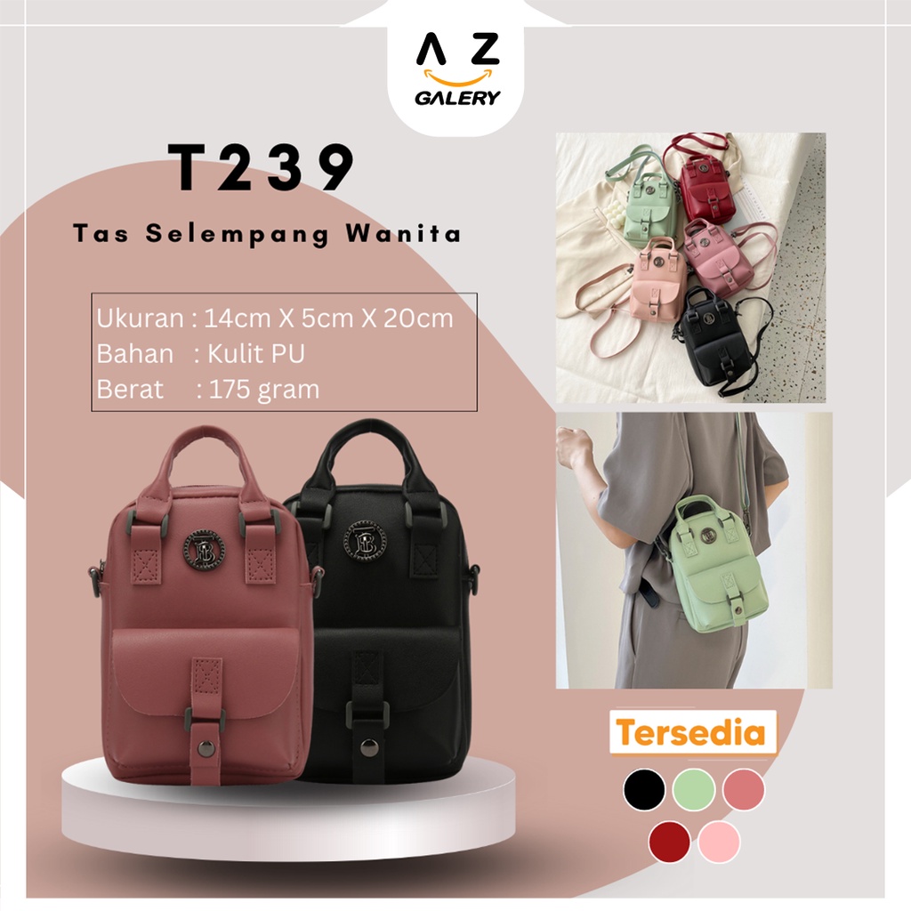 Tas Selempang Wanita Fashion Style Tas Bahu Pocket Mini Handphone Tas Cewek Sling Bag Kulit PU Azgalery T239