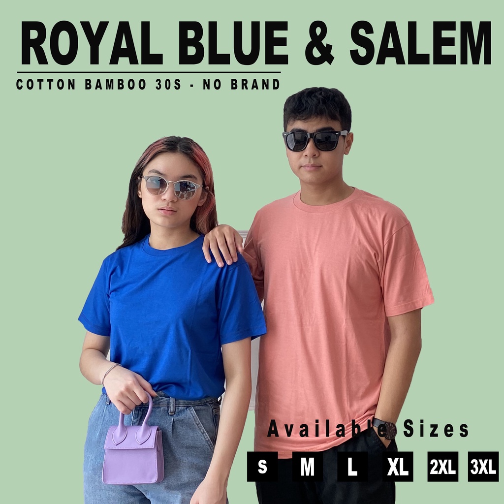 KAOS POLOS ROYAL BLUE &amp; SALEM COTTON BAMBOO T-SHIRT | S-XXL | KATUN BAMBU 30S