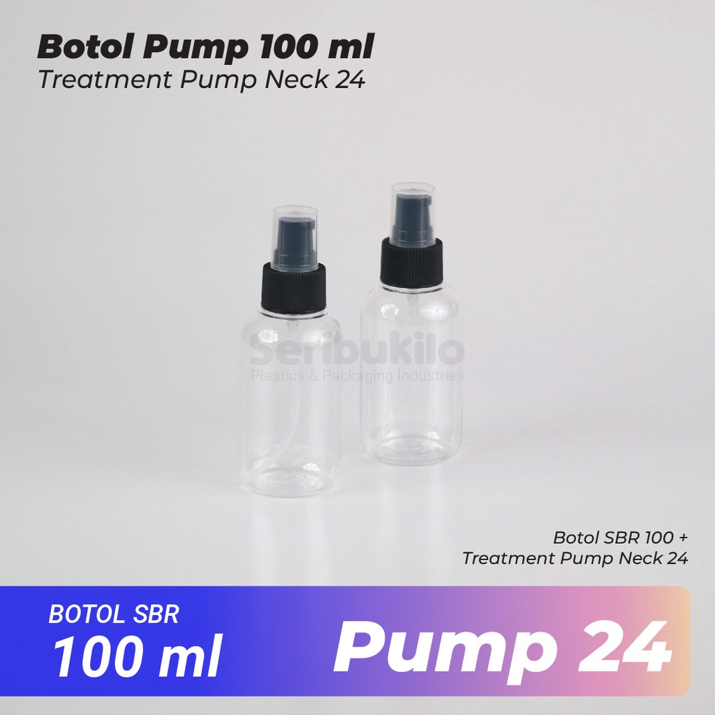 Botol SBR 100 ml  Pump Treatment  Hitam / Botol PET Treatment Pump 100 ml Hitam