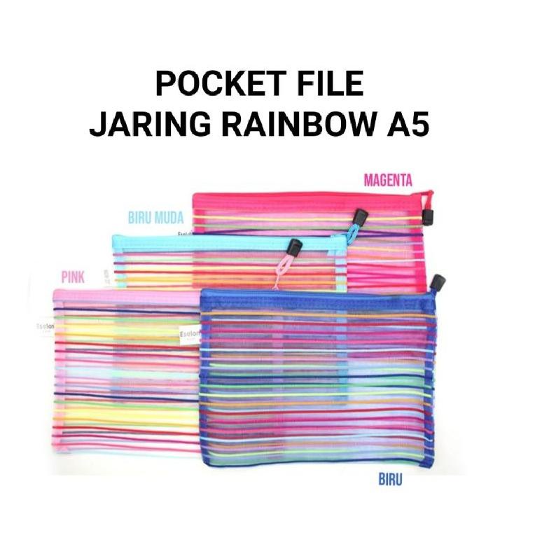 

R21 Map Pocket File Zipper Ukuran A5 Jaring Rainbow Eselon PALING DICARI ☞