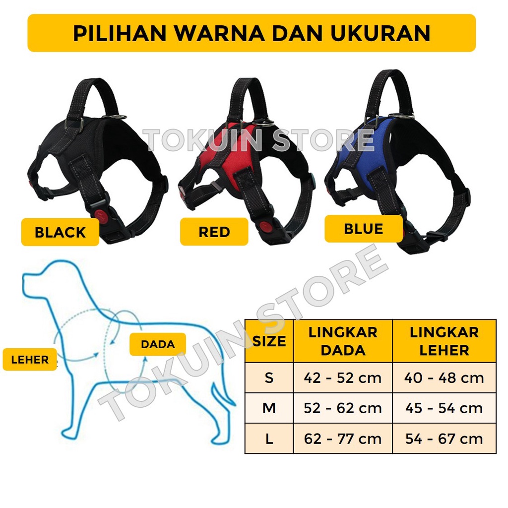 Pet Dog Harness Anjing Vest Rompi Baju Tuntun Anjing Besar Kecil