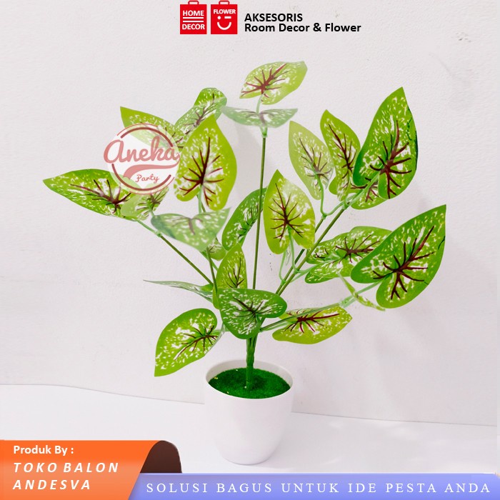 Tanaman Artificial Keladi Merah / Tanaman Hias daun Bunga Keladi merah / tanaman palsu