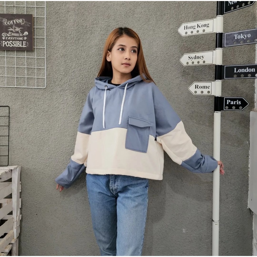 POCKIYO BLASTER HOODIE WANITA SWEATER CUTE GIRL ALA KOREAN OUTFIT LUCU ATASAN GAYA CASUAL