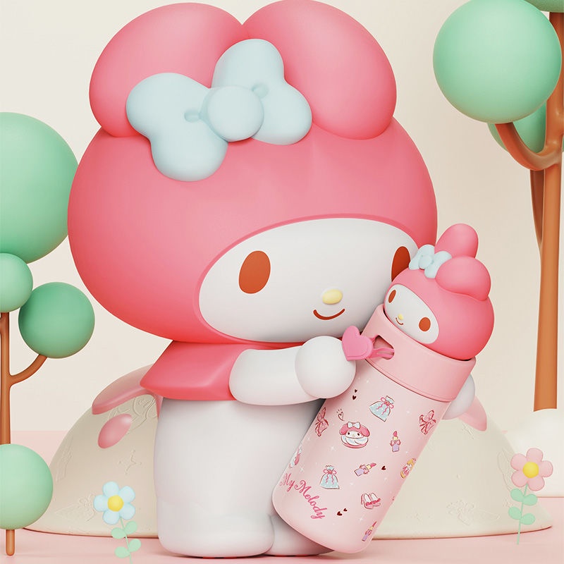 350ml Sanrioed Anime Kuromi Cinnamoroll Thermos Mug Kawaii Botol Air Olahraga 316stainless Steel Thermal Cup Botol Air Anak