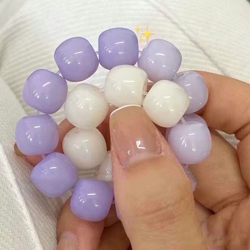 Gaya Baru Es Transparan Warna Giok Putih Gradien Warna Manik-Manik Bulat Buddha Mode Sederhana Gelang Bracelet