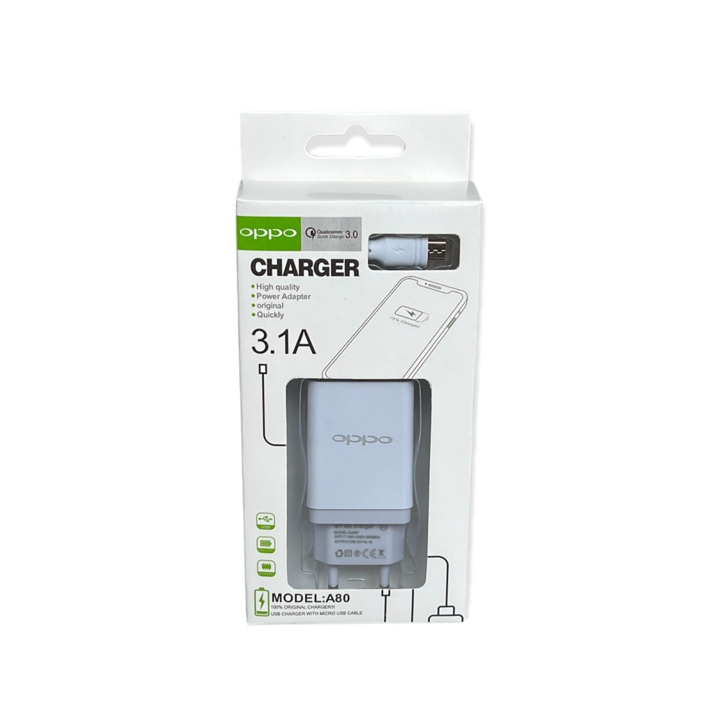 Travel Charger Branded Model A80 3.1A With Cable Micro USB