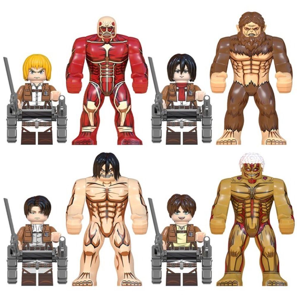 REBUY Rebuy Attack on Titan Blok Model Kecil Mainan Anak Kreativitas Angka Mainan Dekorasi Rumah Erem Jaeger Armin Levi Collection Mainan Rakitan Mainan Blok Bangunan Mainan