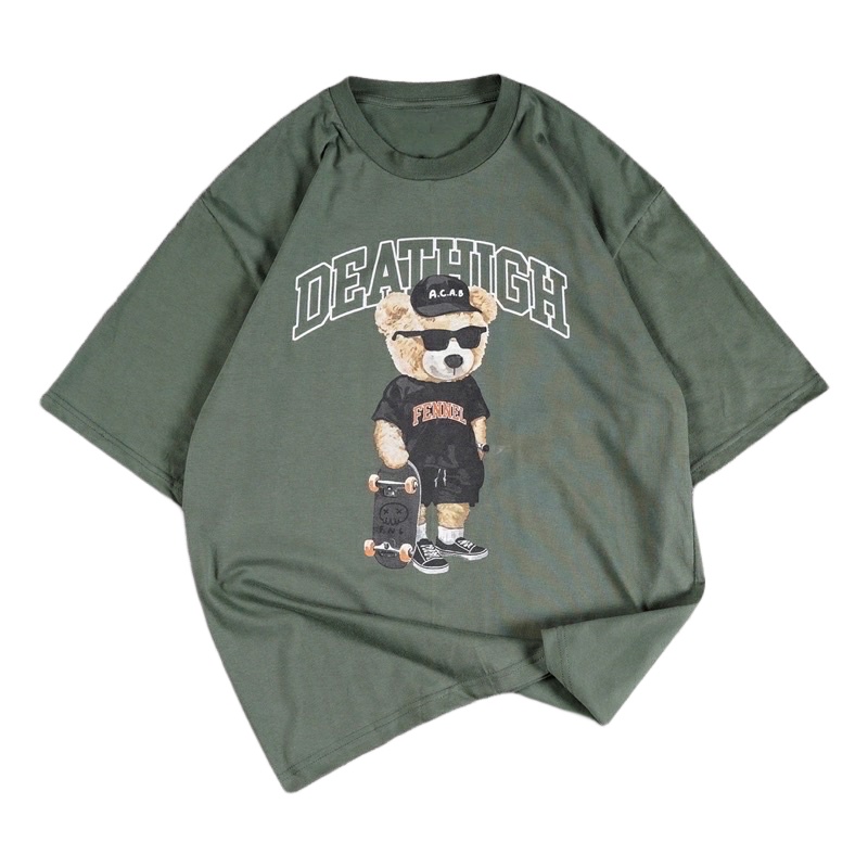 Kaos Cotton Combed Oversized Distro Cowok/Cewek Motif DEATHIGH A•C•A•B