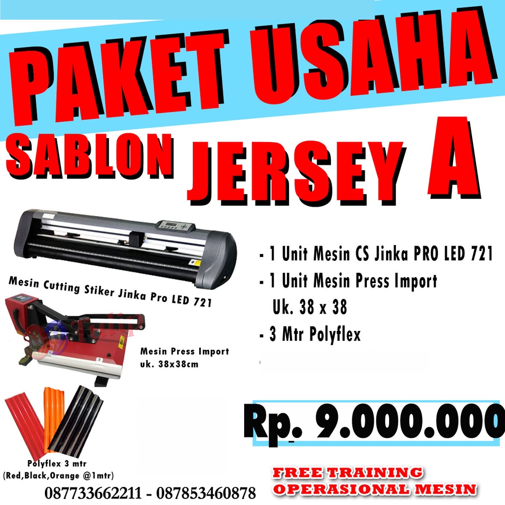 PAKET USAHA PEMULA JERSEY SABLON / MESIN CUTTING STICKER JINKA / MESIN SABLON KAOS / SABLON FLEX