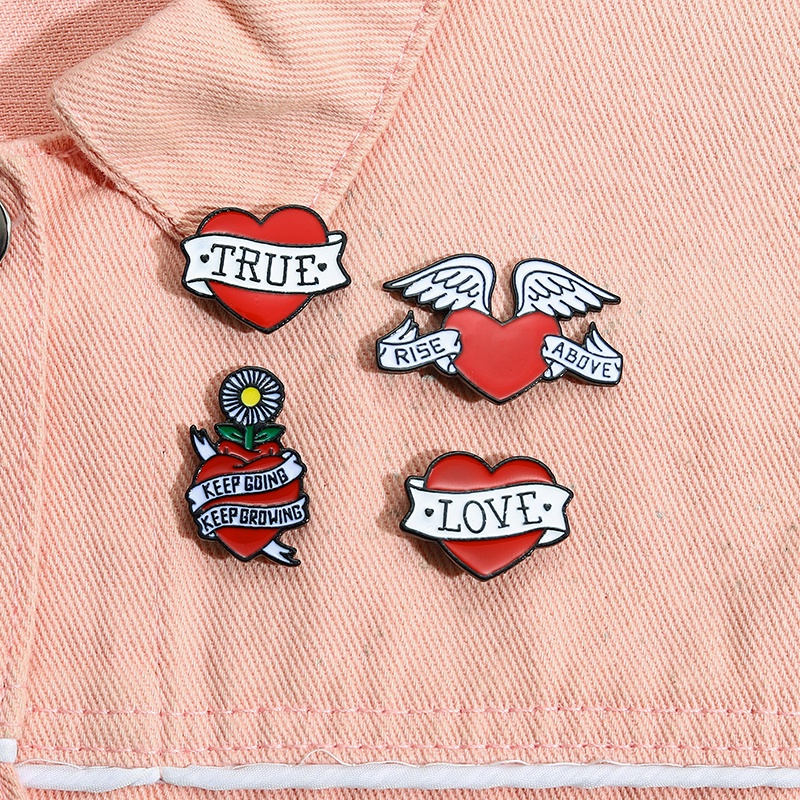 Cinta Sejati Enamel Pin Merah Bentuk Hati Tetap Tumbuh Bros Kerah Lencana Pakaian Perhiasan Hadiah Untuk Teman Kekasih