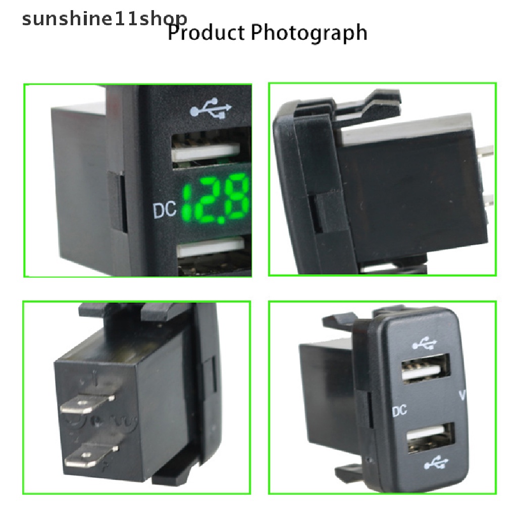 Sho Fast Charger Charger Mobil Dual Port 12-24V 4.2A Soket Dengan Tampilan Tegangan Power Socket Charger Aksesoris Otomatis Dengan Line N