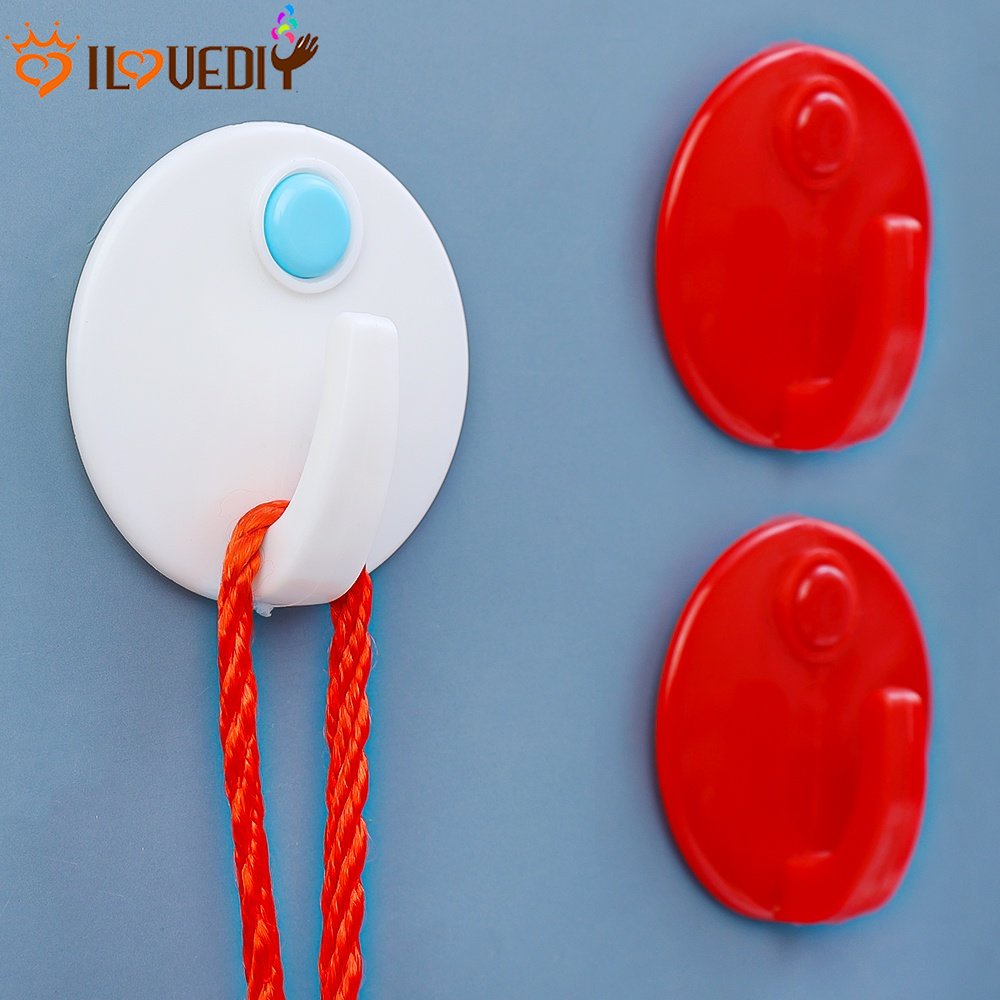 Topi Mulus Kalung Rak Gantung Tahan Air Kunci Serba Serbi Finishing Rak Perekat Diri Merah Putih Kait Bulat Kuat Beban Bantalan Organizer Alat