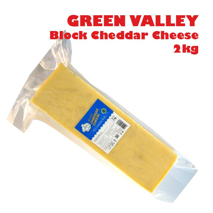 GREEN VALLEY Block Cheddar Cheese 2 Kg / Keju Cheddar Blok 2000 Gr