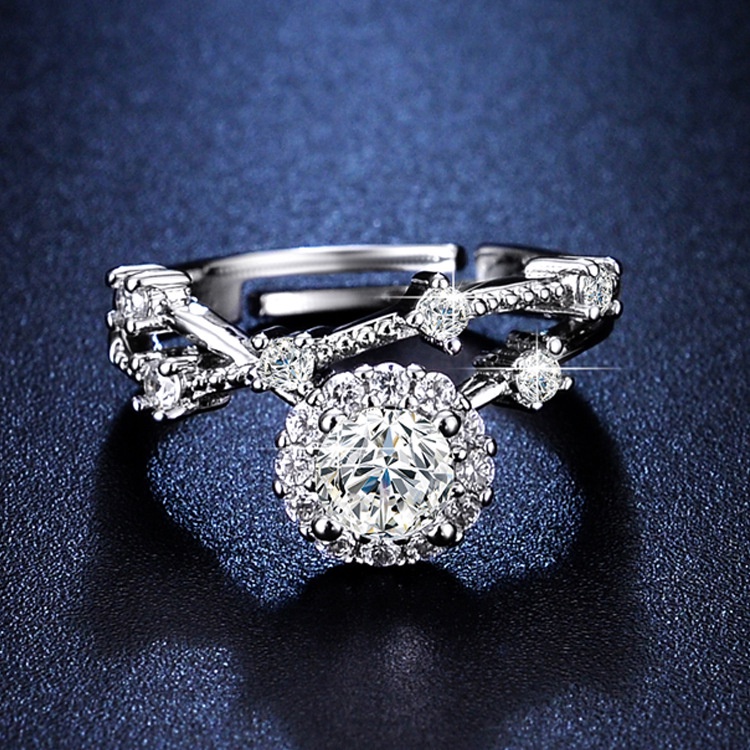 Goldkingdom Aksesoris Perhiasan Fashion Ready Stock Niche Baru Mosanite Cincin Fashion Segar Pembukaan Cincin Sederhana Kepribadian Cincin