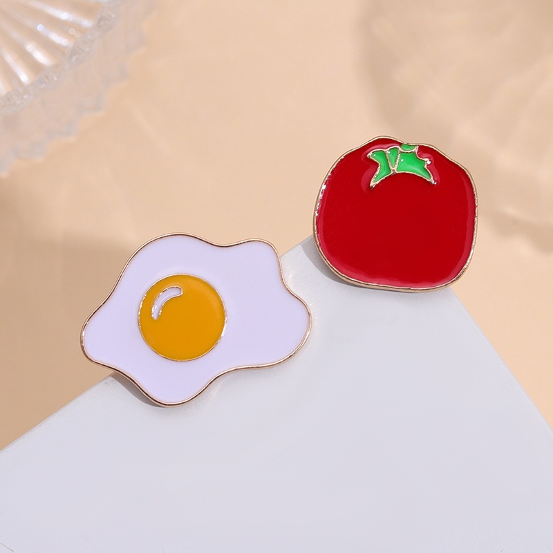 Telur Tomat Enamel Pin Mini Makanan Sayur Bros Lencana Kerah Ransel Pakaian Perhiasan Hadiah Untuk Teman Anak