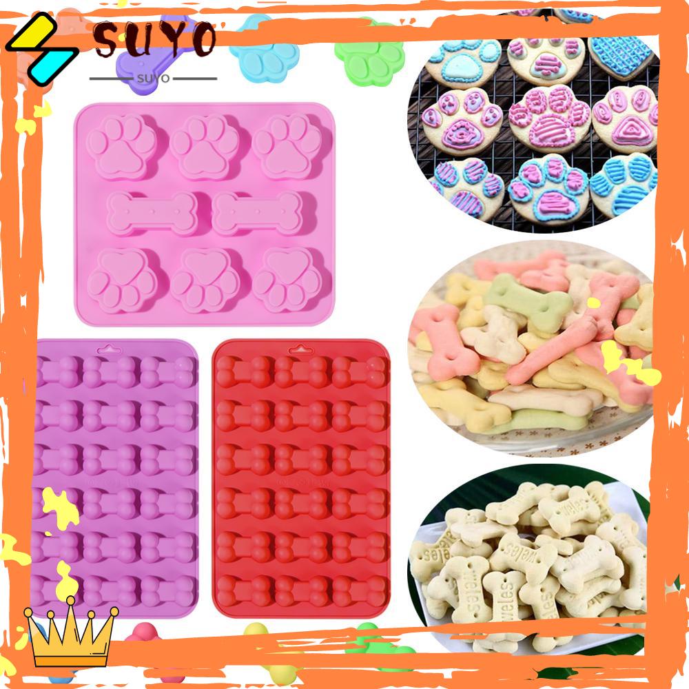 Suyo Cetakan Kue Coklat DIY Bentuk Tulang Puppy Dog Paw Handmade Ice Cube Tray