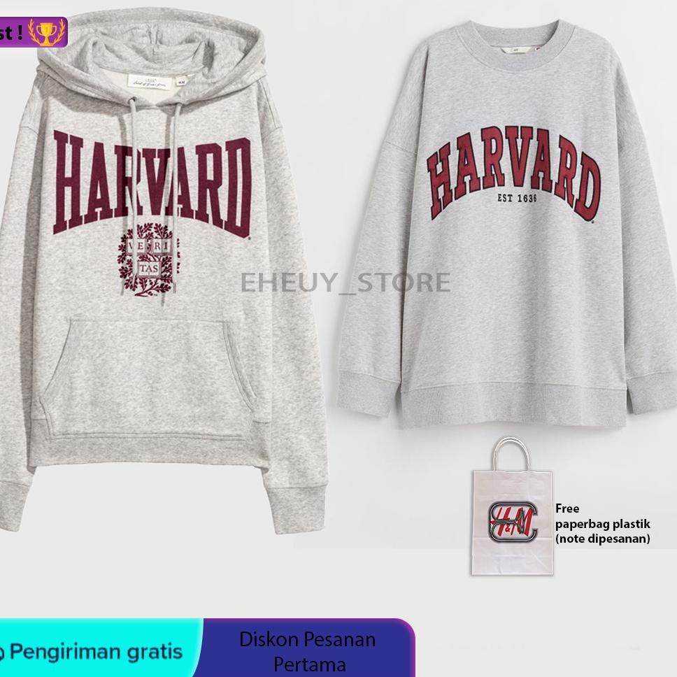 MURAH Hoodie H*M Harvard Grey Crewneck Harvard HnM ORIGINAL FULLTAG sweater wanita pria