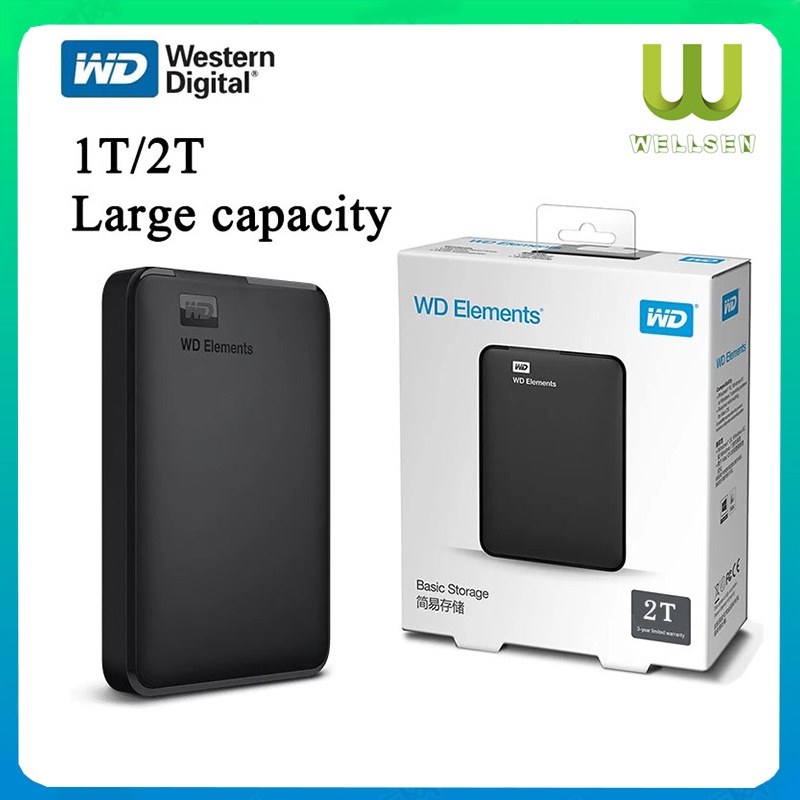 【READY STOCK】WD 2TB Hardisk Eksternal 2.5&quot; Portable Hardisk USB 3.0 HDD Untuk PC/Laptop