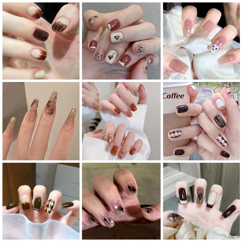 R681-R700 Full Cover Fake Nails Nail Art Tips False Nails 24 Pcs / box