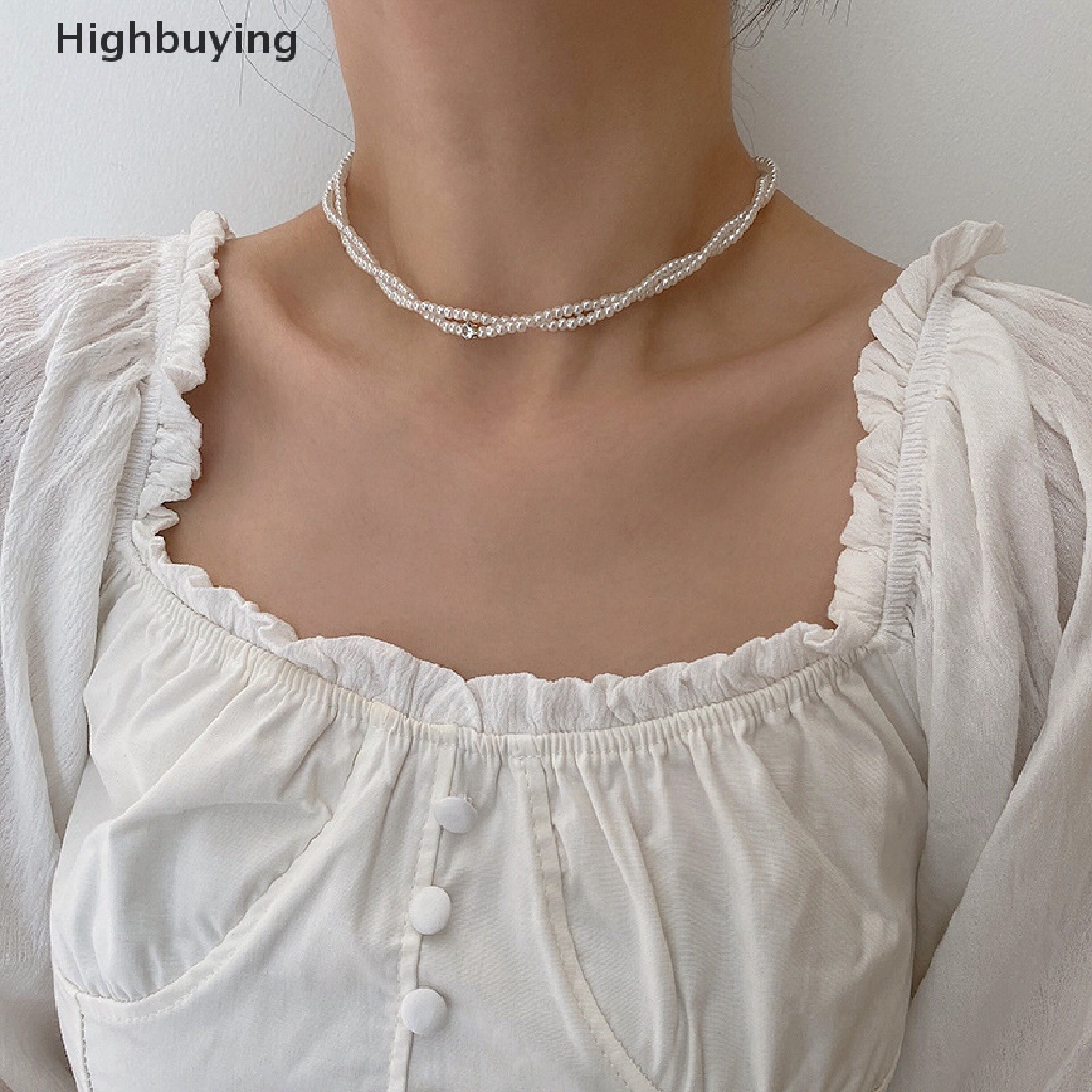 Hbid Fashion Perhiasan Halus Kalung Choker Double Layer Mutiara Sederhana Populer Kalung Pernikahan Wanita Kalung Pesta Perhiasan Hadiah Glory