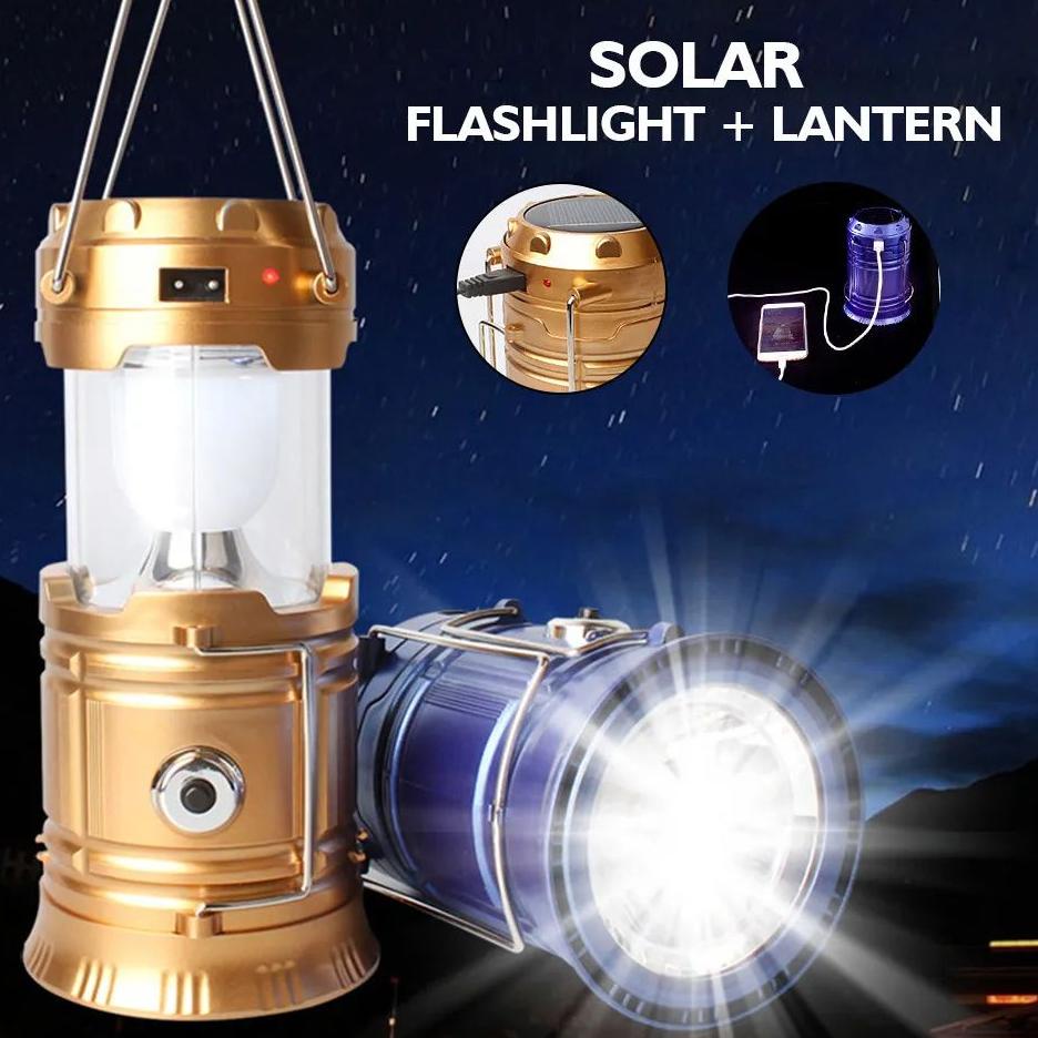 Sedang Laris Lampu Emergency + Senter Tahan Air - Lentera Tenda Camping LED - Cas & Tenaga Surya - U