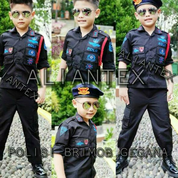 Terbaru dan terlaris BAJU BRIMOB HITAM POLISI/BAJU PROFESI ANAK/KOSTUM ANAK !!!