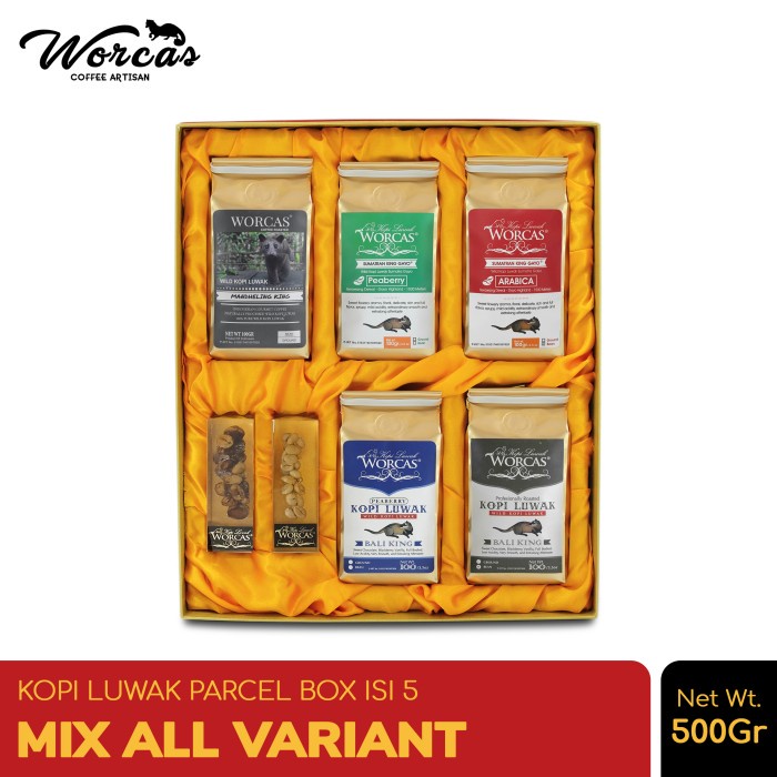 

(COD) WORCAS Kopi Luwak Liar Paket Isi 5 Mix All Variant - Parcel Box - KOPI BIJI