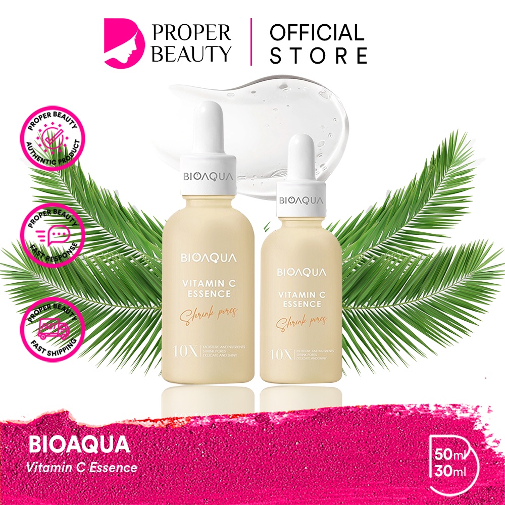 BIOAQUA Vitamin C Essence Indonesia / Serum Wajah 30ml 50ml / Shrink Pores / 10X Moisture And Nutrients Shrink Pores Delicate And Shiny / Brightening Whitening Mencerahkan Glowing Cerah / Skincare Face Care Bio Aqua Series / Centella Collagen Squalane