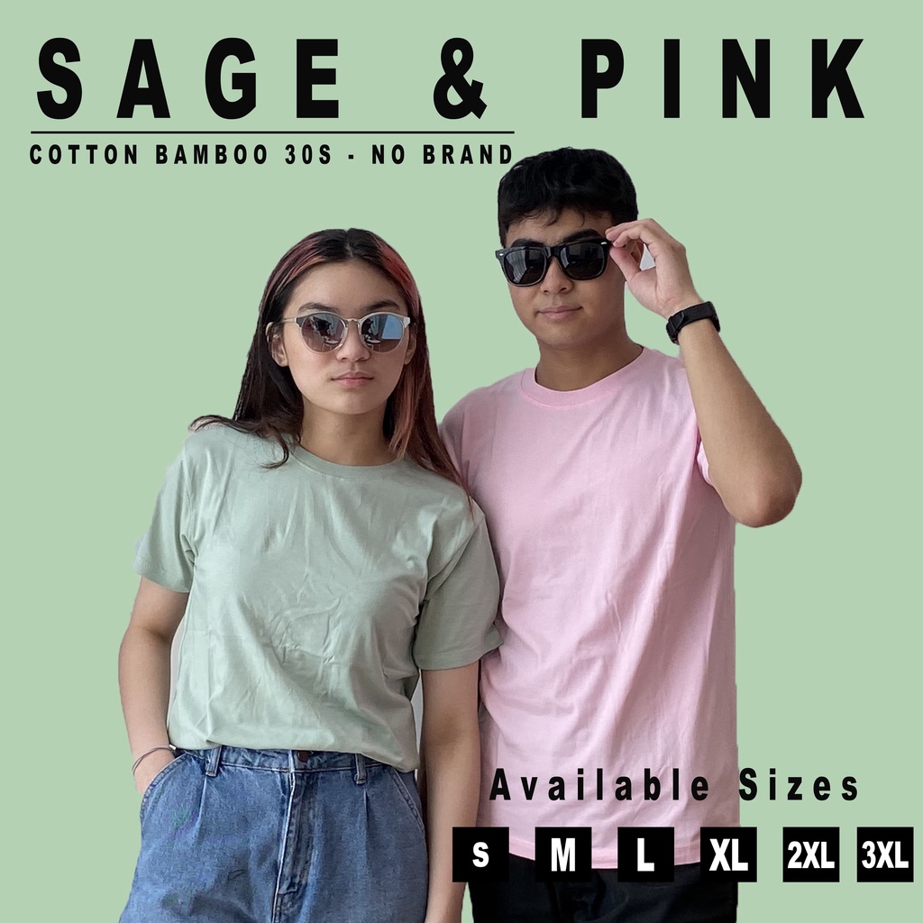 [ANTI BAKTERI] KAOS POLOS SAGE GREEN &amp; PINK BABY COTTON BAMBOO | KATUN BAMBU 30S T-SHIRT