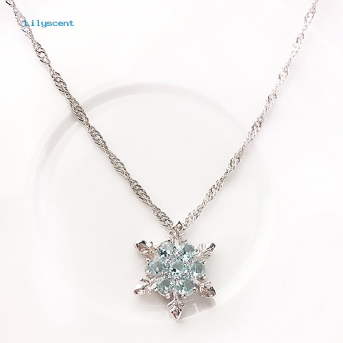 [LS] Fashion Wanita Berlian Imitasi Mengkilap Snowflake Pendant Pendek Rantai Choker Kalung