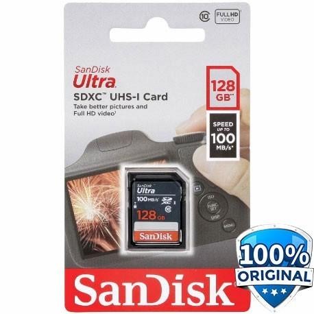 SANDISK ULTRA SD CARD 128GB 100MB/S - SDXC CARD ULTRA 128 GB ORIGINAL