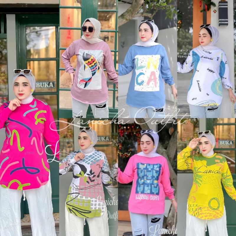 HC - Kaos Wanita Lanicha. Kaos Wanita Terbaru. Baju Wanita model baru. atasan wanita model baru 2023