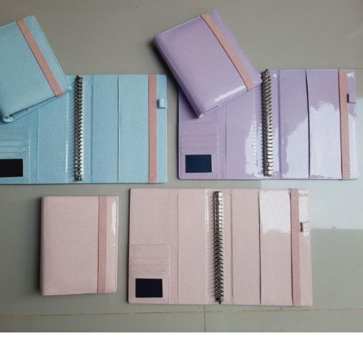 

IAN957 Binder Premium Hologram Glitter Pastel Strap A6 6ring A5 20ring B5 26ring ||