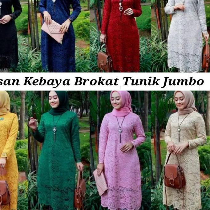 ☚ Atasan kebaya brokat tunik jumbo / kebaya tunik hitam /kebaya tunik navy /kebaya brokat ☜