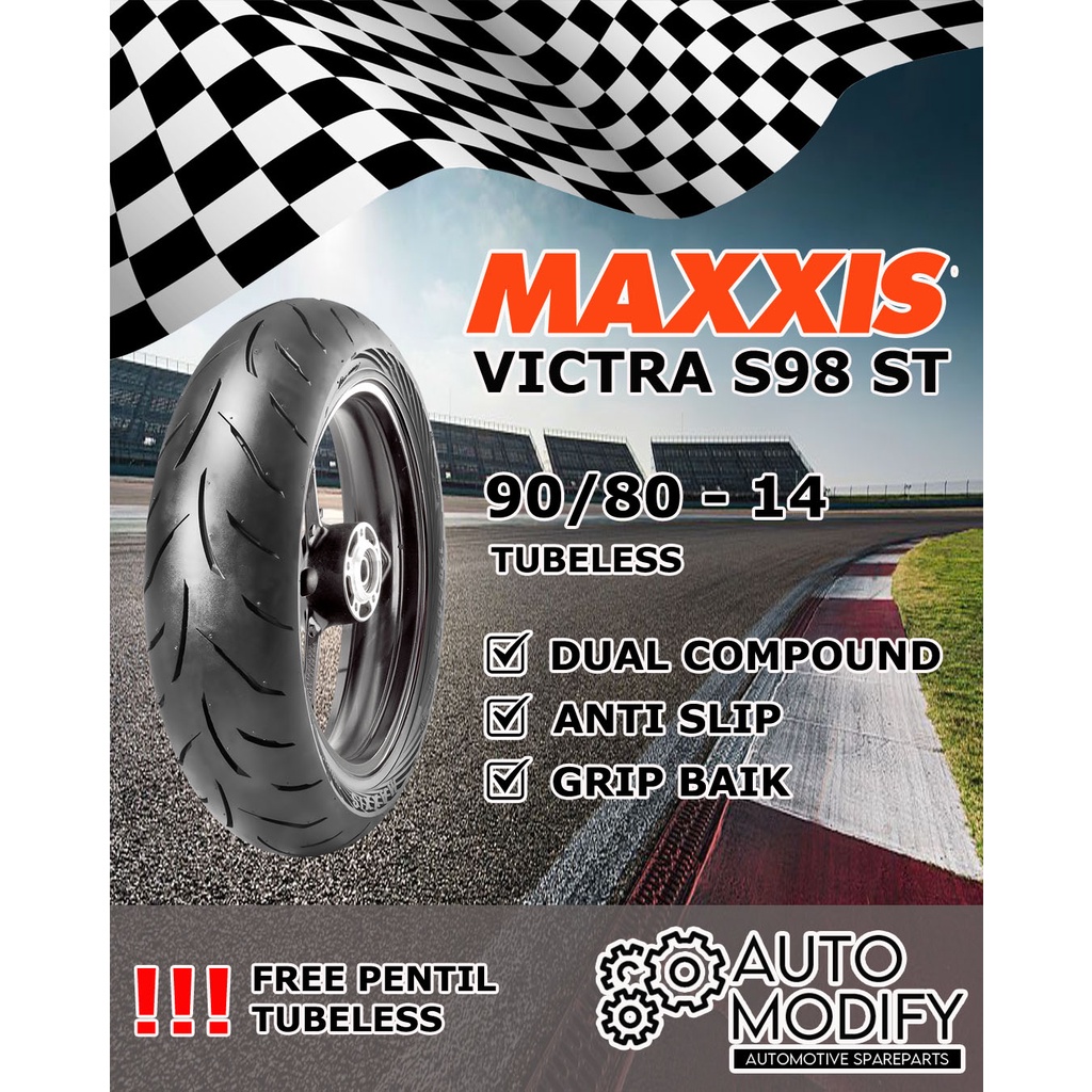 Ban Maxxis Victra Ukuran 90/80-14 (Tubeless 90/80 Ring 14) MATIC