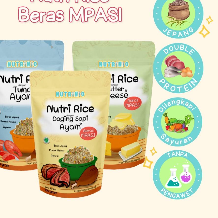 

➱ Nutrinio Nutri Rice 150 g | Beras MPASI Double Protein Tanpa Pengawet ◌