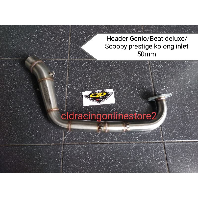 Header/Leher Knalpot CLD Racing GENIO/BEAT DELUXE/SCOOPY 2021 Inlet 50mm Leher samping & kolong