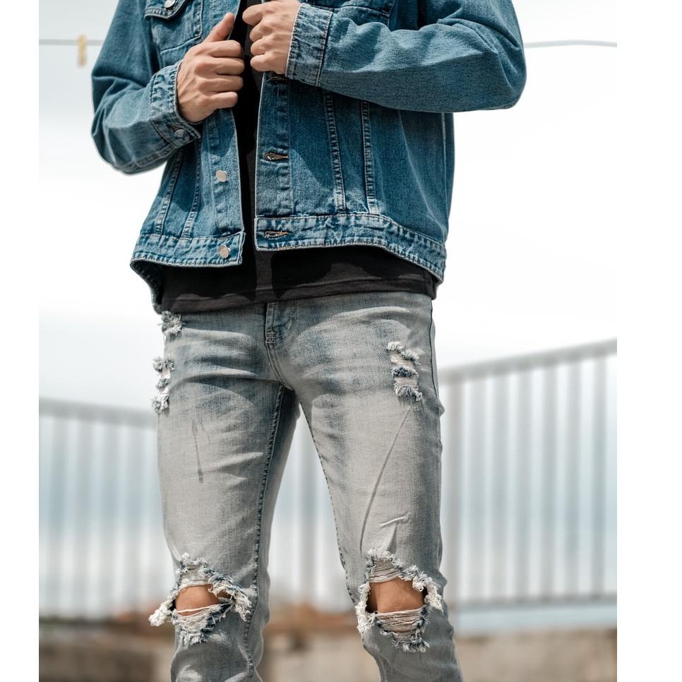 HARGA TERMURAAH Weird Jeans - Vintage blue M18 - Celana Jeans Pria Skinny Slimfit Ripped Jeans