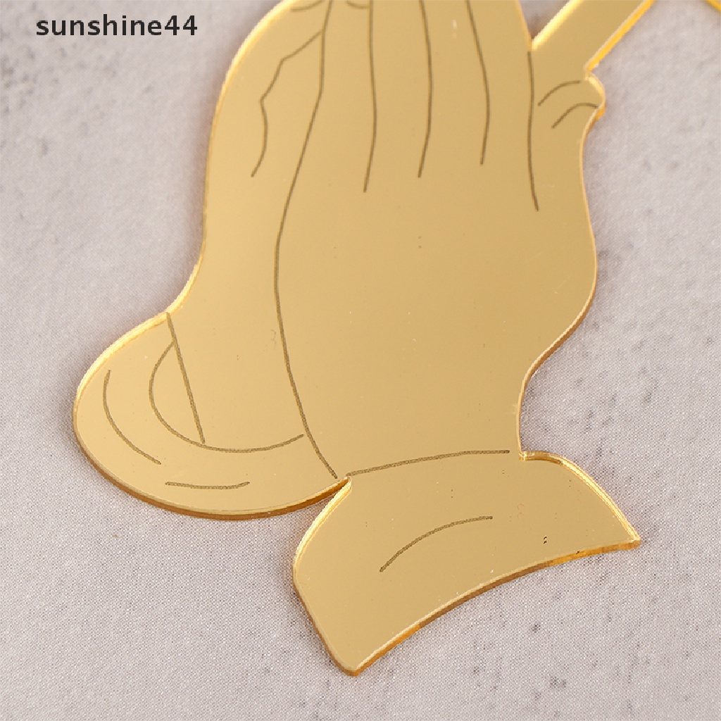 Sunshine 1Pc Mirror Acrylic Cross Cupcake Topper Hiasan Kue Pesta Baptis ID