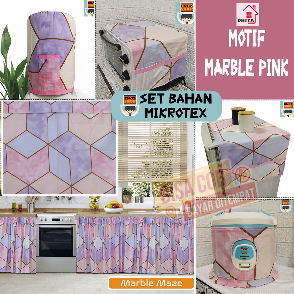 Set Cover Dekorasi Marble Pink Series Mikrotex