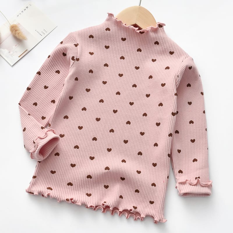 ZASKIYA - TURTLE NECK ANAK MOTIF LOV RIB / ATASAN TOP ANAK PEREMPUAN USIA 1-5 TAHUN