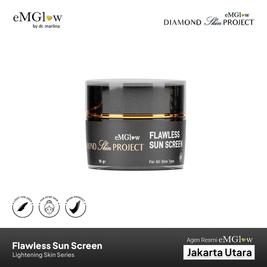FLAWLESS SUN SCREEN (BRIGHTENING SKINCARE SERIES EMGLOW DIAMOND SKIN PROJECT) eMglow by dr. Marlina
