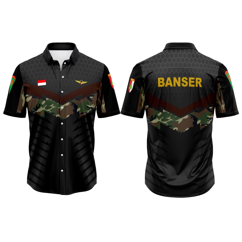 Kaos Baju Kemeja BANSER INDONESIA Lengan Panjang Pendek  Fullprinting Sublime Custom