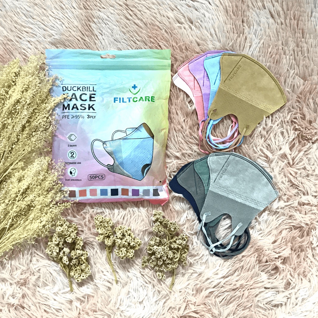 MASKER DUCKBILL 50 Pcs MASKER DUCKBIL 3PLY MIRIP SENSI MIX WARNA WARNI PUTIH DAN HITAM EARLOOP