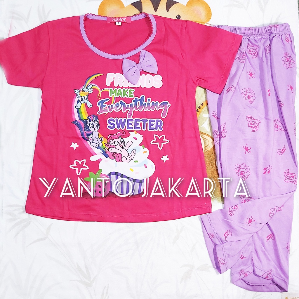 STELAN BAJU TIDUR ANAK PEREMPUAN PONY CELANA PANJANG